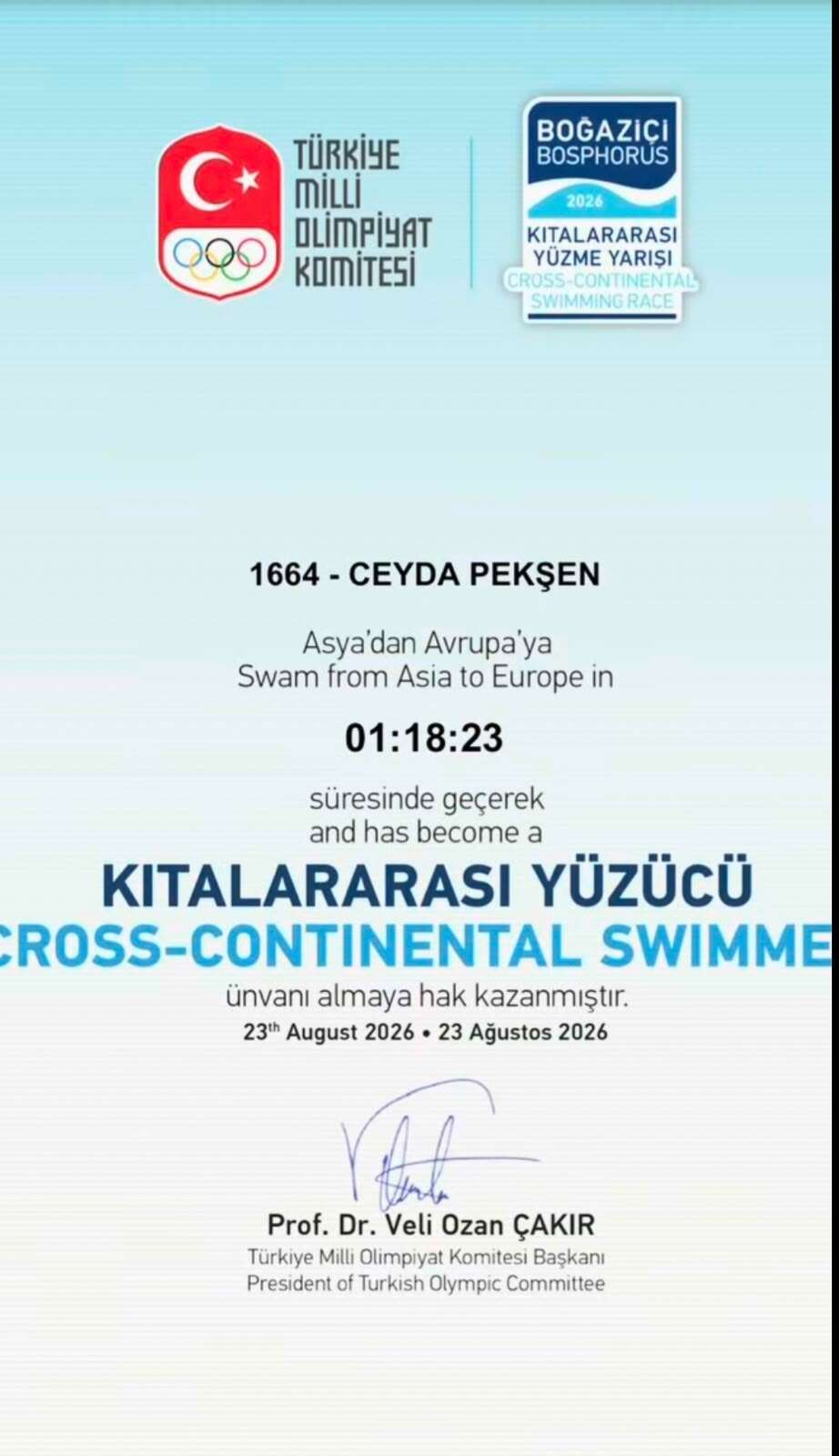 Datçalı Yüzücü Ceyda Pekşen’den Kıtalararası Başarı 4